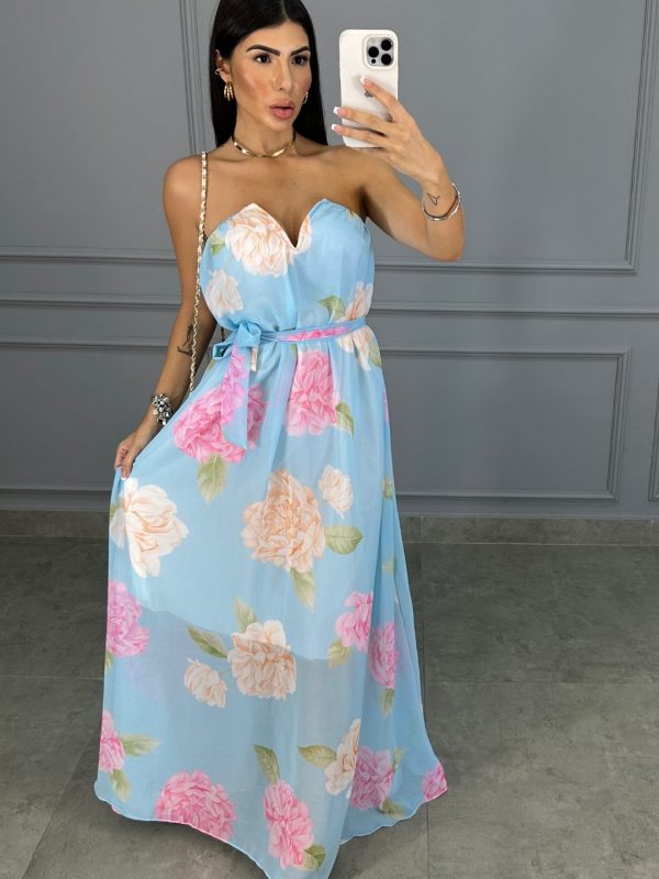 Vestido Melina Floral - Azul - Rede Guria Store