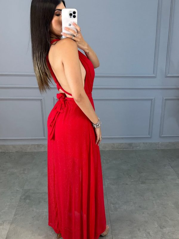 Vestido Multiformas Lurex- Vermelho - Rede Guria Store
