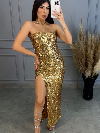 Vestido Paetê Festa - Dourado - Rede Guria Store