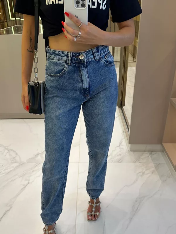 Calça Jeans Mom Básica - Lavagem Média - Rede Guria Store