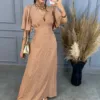 Vestido Natalia Listrado - Nude - Rede Guria Store
